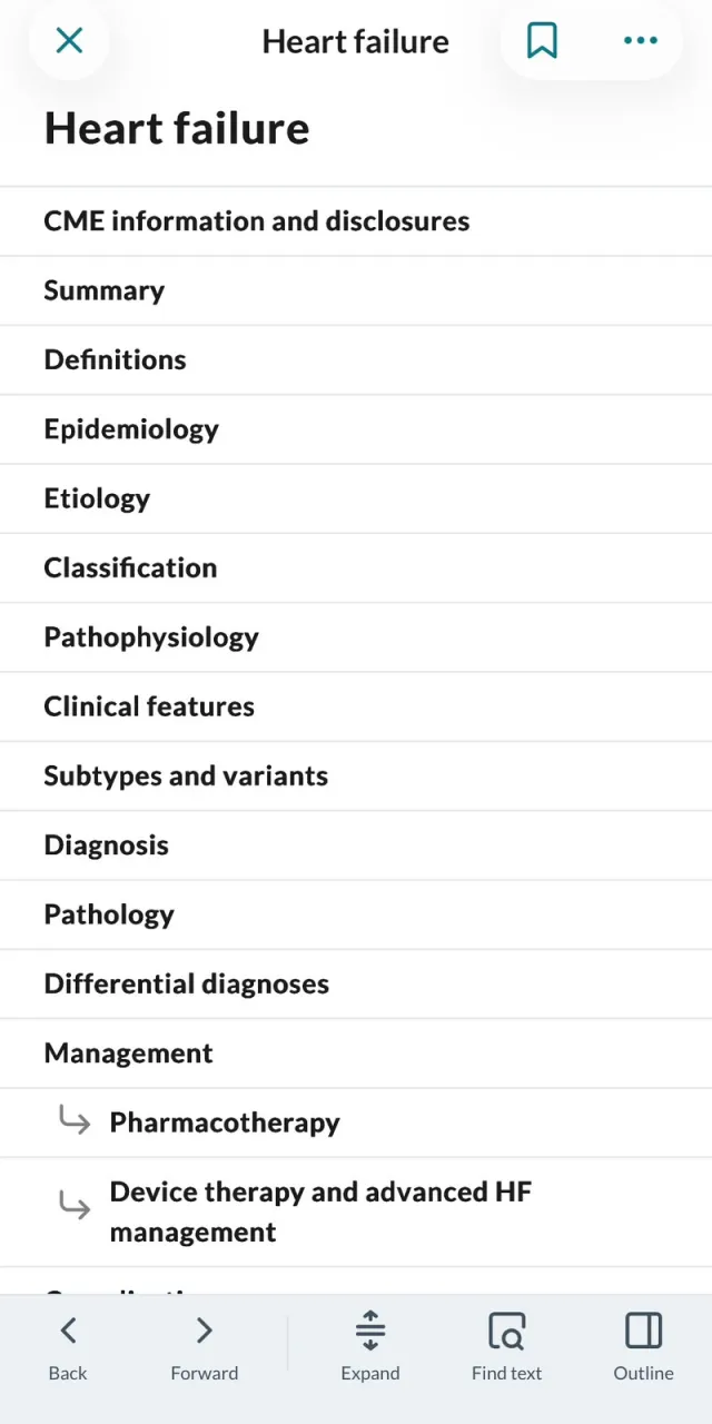 Heart failure article outline in AMBOSS