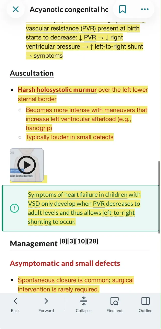 A clinical pearl box in the AMBOSS VSD article